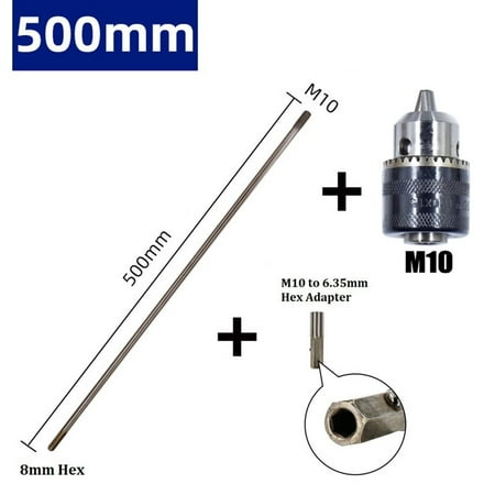 

Goodhd M10Chuck Deep Hole Drilling Extension Connect Rod Hex Extention Holder 300-600mm