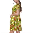 thumbnail image 2 of Sikiie Tropical Summer Fruit Print Women's Short-sleeved Dress, Round Neck Slim Knee-length Dress, Summer Clothing Suitable for Daily Leisure and Vacation, 2 of 6