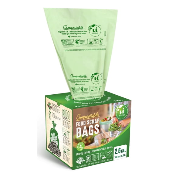 Bolsas de forro compostables UNNI de 9.84 litros, 100 unidades, 0.71 mil 2.6 galones