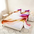 thumbnail image 2 of Manfei Watercolor Ink Painting Bed Sheets, Modern Abstract Art Fuul Size Sheets, Multicolor Purple Orange, Black Reversible 4 Pieces1 Flat Sheet + 1 Fitted Sheet + 2 Pillowcases, 2 of 6