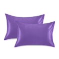 thumbnail image 2 of Haosy Satin Pillowcase for Hair and Skin Standard Cooling Silk Pillow Case with Envelope Closure Purple 20"x40", 2 of 9