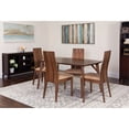 thumbnail image 2 of 5 Pcs Walnut Wood Dining Table St-Wide Slat Back Wood Dining Chairs, 2 of 2