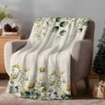 thumbnail image 2 of Flannel Fleece Throw Blankets Farm Flower Chamomile Leaf Throws Blankets, Eucalyptus Leaves on Linen Lightweight Soft Warm Blanket for Couch Sofa Bed Living Room All Season Use, 40x50in, 2 of 9