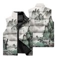 thumbnail image 3 of Chaleco sin mangas de otoño e invierno para hombre, nuevo, con estampado japonés Ukiyoe, ropa para exteriores, para caminar por la calle, resistente al viento, cálido, chaleco superior, 3 of 5
