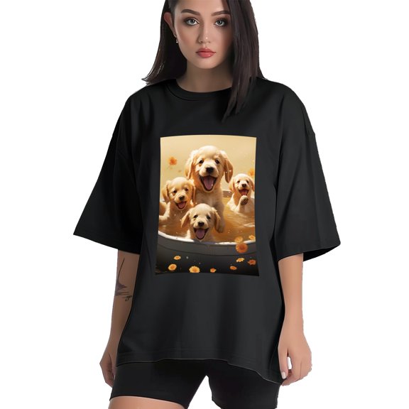 Plus Size Shirt for Women Black Tops for Women Short Sleeves Shirt for Women Puppy T Shirt Crewneck Shirt for Women XS