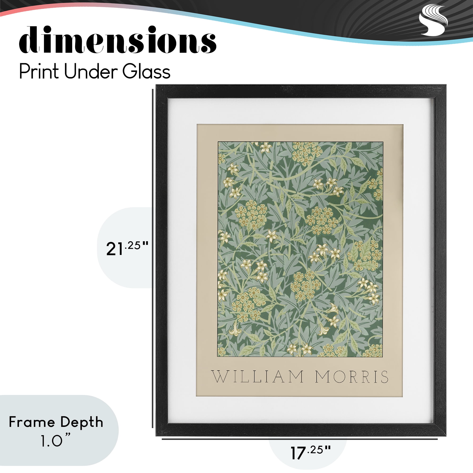 Stupell Industries William Morris Green Tones Black Framed Print Under Glass, design by Lil' Rue