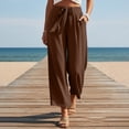 thumbnail image 2 of biudgviw Women's Wide Leg Palazzo Pants Dressy Casual Tie Knot Work Pants Textured Loose Flowy Cropped Trousers with Pockets, 2 of 7