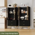 thumbnail image 6 of Fluted Storage Cabinet with Glass Door and 2 Drawers, Modern Display Storage Cabinet, Kitchen Pantry with Adjustable Shelves for Collectibles, Living Room, Office, 6 of 8
