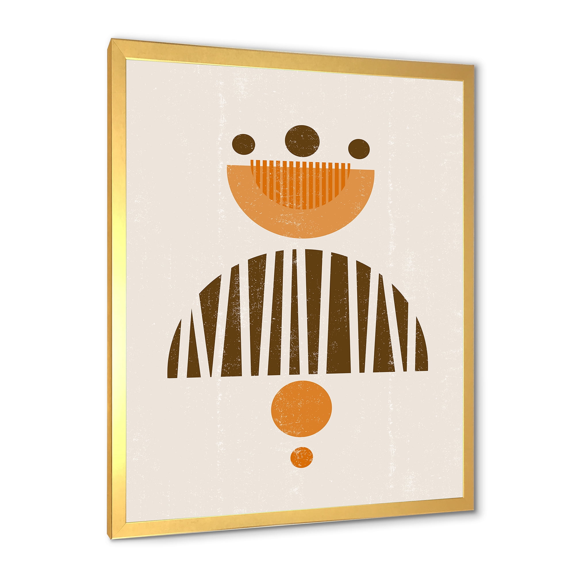 Designart 'Abstract Minimal Moon and Sun In Earth Tones IV' Modern Framed Art Print