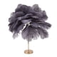 thumbnail image 3 of Lámpara de mesa de plumas, 3 colores, regulable, con interruptor táctil, enchufe USB, romántica, moderna, decorativa, para dormitorio, color gris., 3 of 14