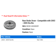 thumbnail image 2 of Rear Brake Drum - Compatible with 2003 - 2005 Kia Rio 2004, 2 of 2