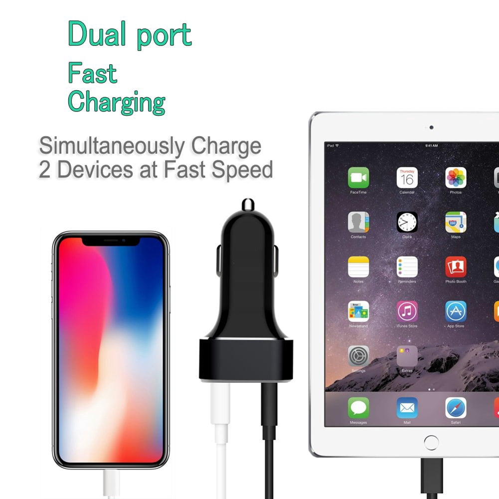 2-Port USB 36W Quick Car Charger w Type-C Coiled USB Cable R1D for Motorola Moto G7 Power Play G6 - Nokia 3.1, 7.1, 8, Plus - OnePlus 5T, 6, 6T, 7 Pro - Razer Phone 2 - RED Hydrogen One