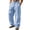 Sky Blue, variant on Mens Baggy Cargo Pants Cotton Linen Button Closure Loosepants Casual Outdoors Work Khaki 2XL