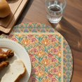 thumbnail image 3 of Beige Red Floral Boho Round 13 Inch Placemats Set of 6, Vintage Ethnic Tribe Abstract Art HeatResistant Non Slip Place Mats for Dining Table, Wipeable Braided Kitchen Table Mats for Housewarming, 3 of 9