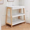 thumbnail image 3 of Mesa cambiador portátil de madera para bebé - Estante doble de almacenamiento - Colchón impermeable - Barandillas de seguridad - Color madera y blanco, 3 of 7
