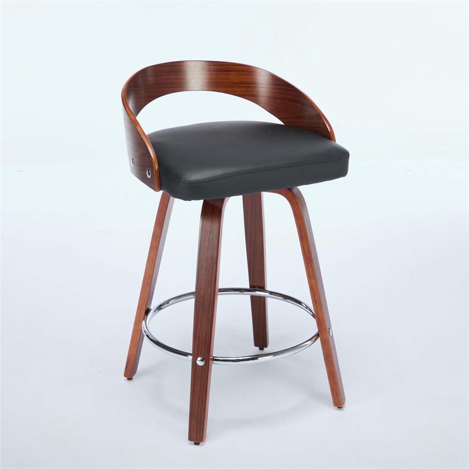 Demi Bonn 30" Counter Height Bar Stools Set of 2, Upholstered Swivel Barstools with Back, Kitchen Island Countertop Chairs for Dining Room, Black