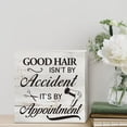 thumbnail image 4 of Zomyto 5x5 IN Good Hair isn't by Accident It's by Appointment Wooden Box Sign Desk Decor Hair Salon Rustic Wood Block Plaque, 4 of 5