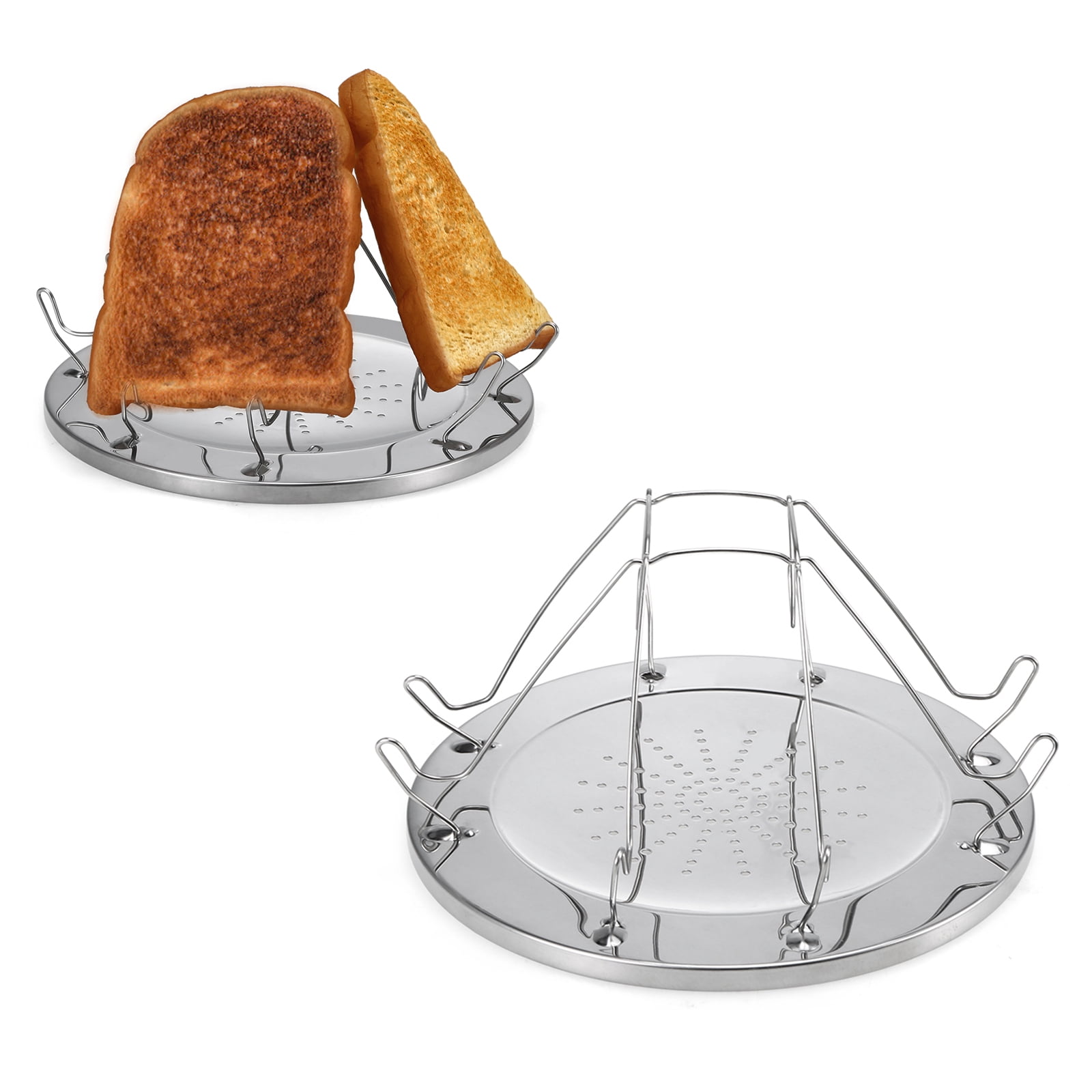 4 Slice Folding Toaster Camping Bread Toast Tray Foldable Cooking Toast Racks for Outdoor Camping Gas Stove