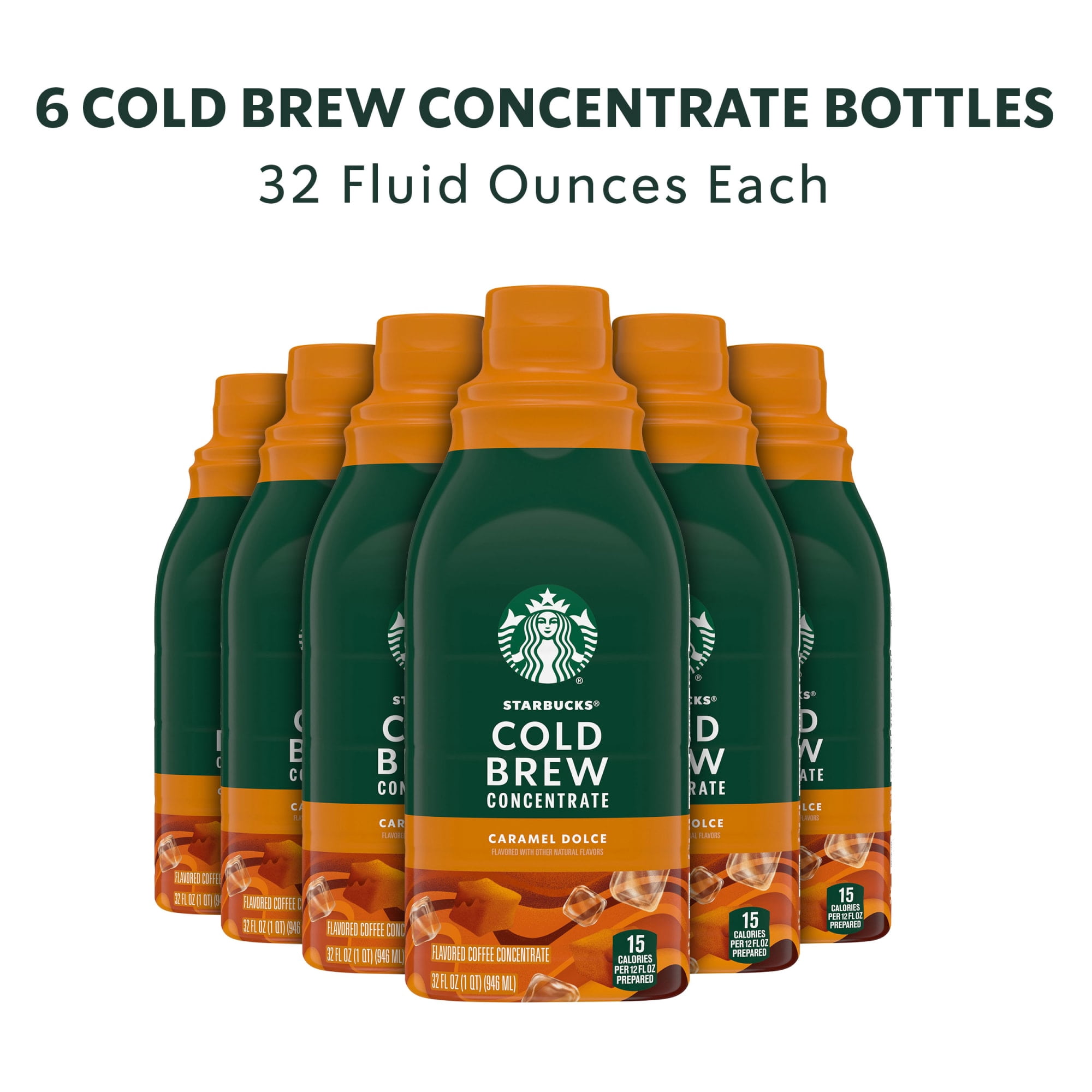 (6 pack) Starbucks Caramel Dolce Flavored, Cold Brew Coffee Concentrate, Iced Coffee, 32 fl oz