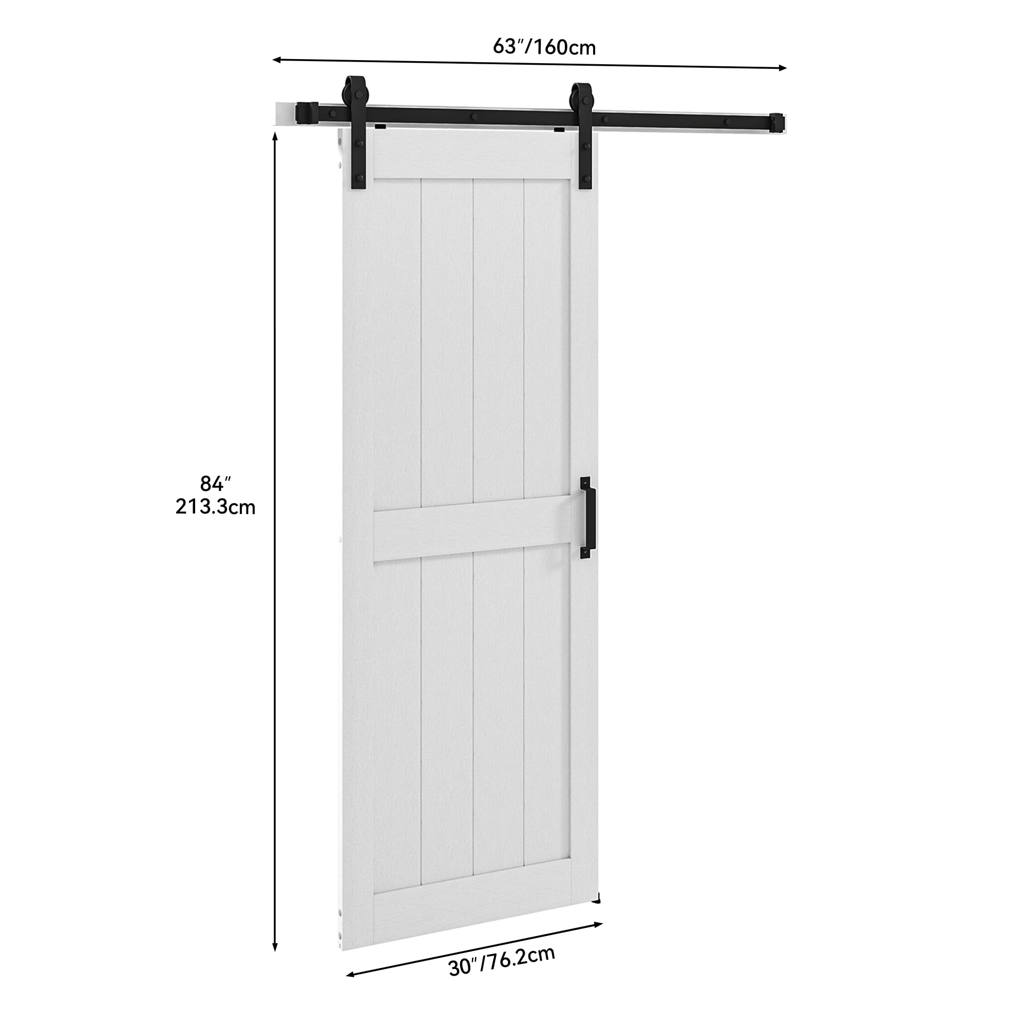 Uforic 30" x 84" Silding Barn Door,with Hardware Kit Rail,and Handle,Pulleys,White