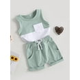 thumbnail image 3 of Coduop Baby Boys Shorts Set,Patchwork Tank Top with Elastic Waist Shorts Summer Outfit Set, 3 of 8