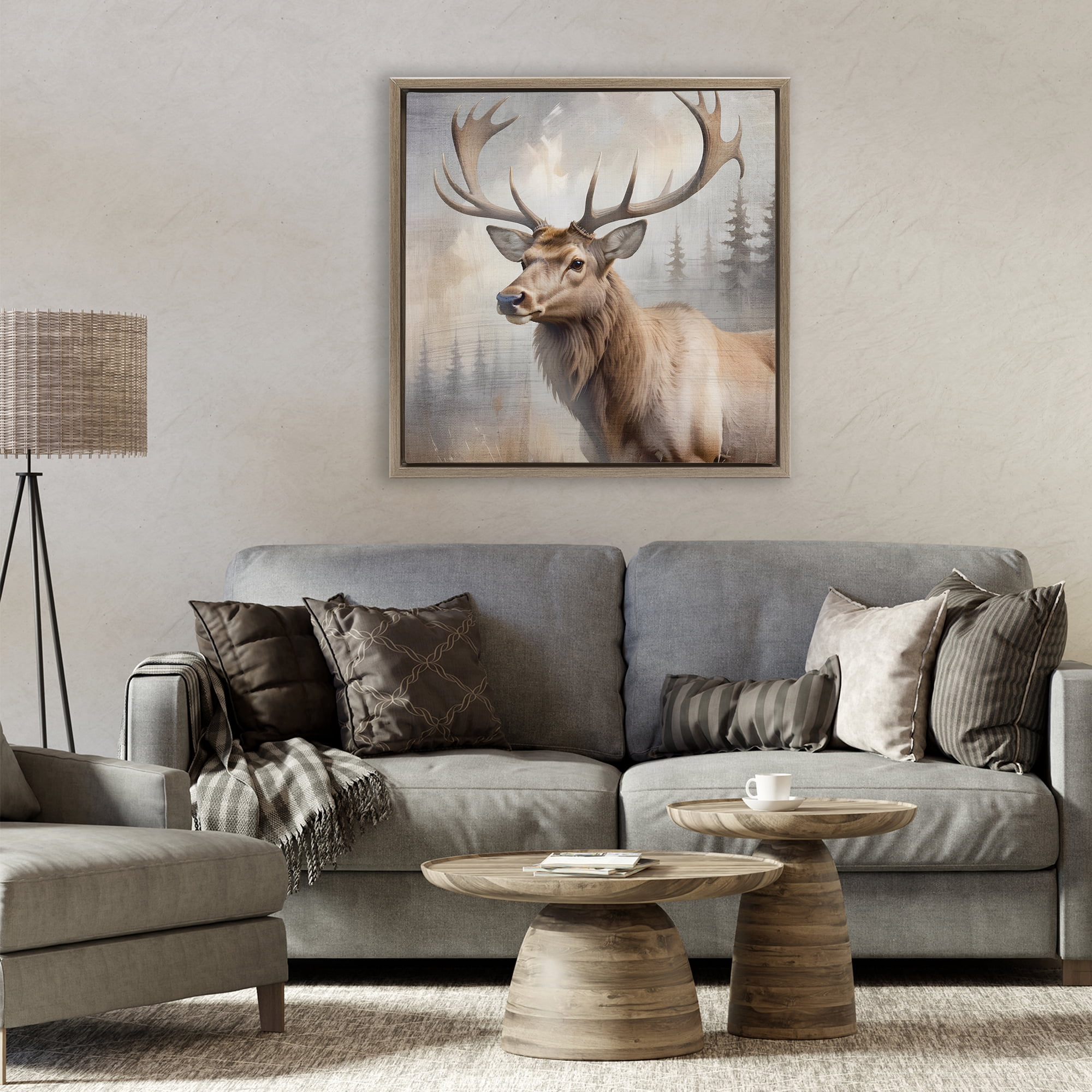 Stupell Industries Graceful Forest Stag Brown Framed Floater Canvas Wall Art, design by Susan Arnot