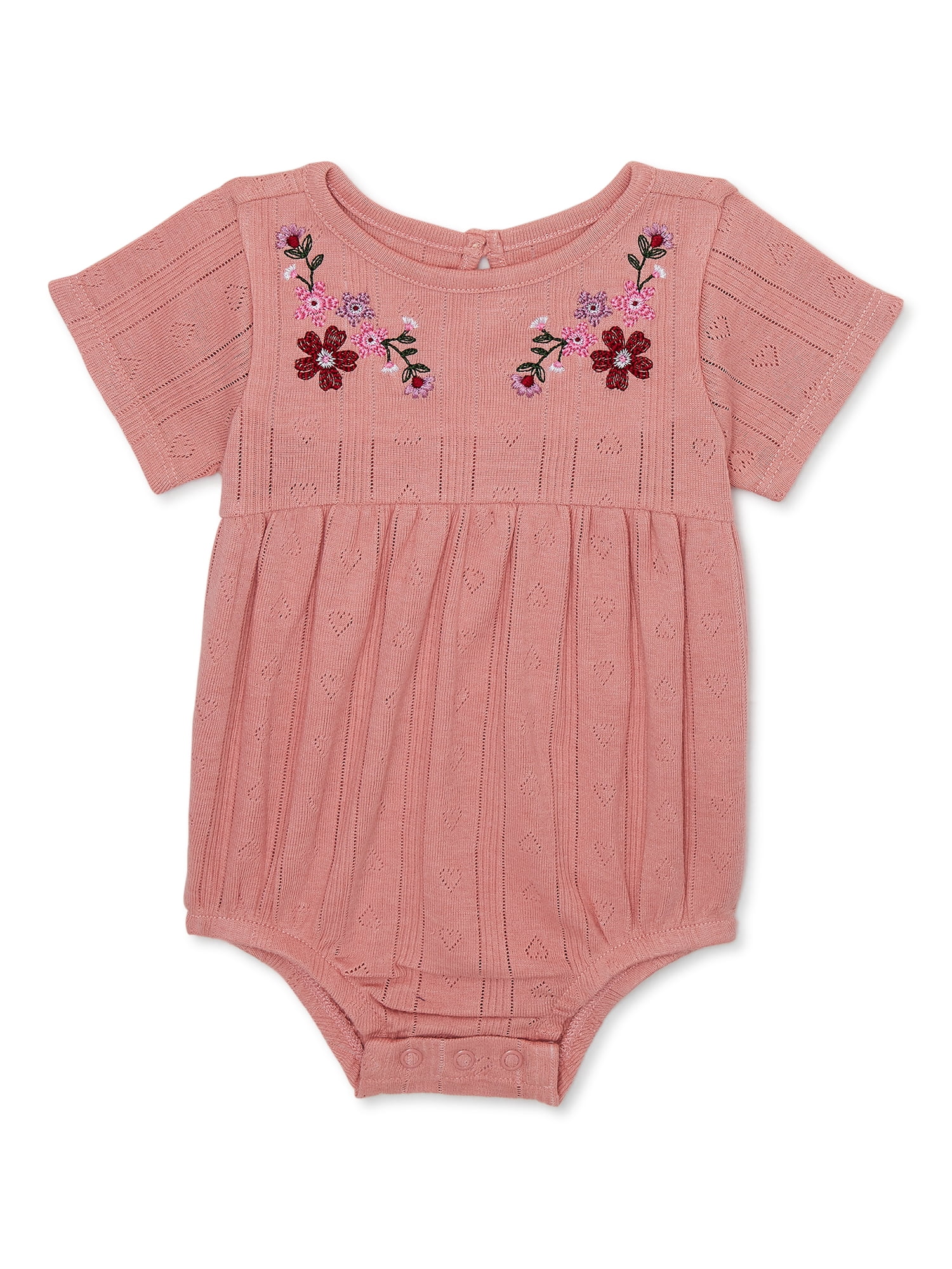 Garanimals Baby Girl Short Sleeve Pointelle Bodysuit, Sizes, 0/3M24M