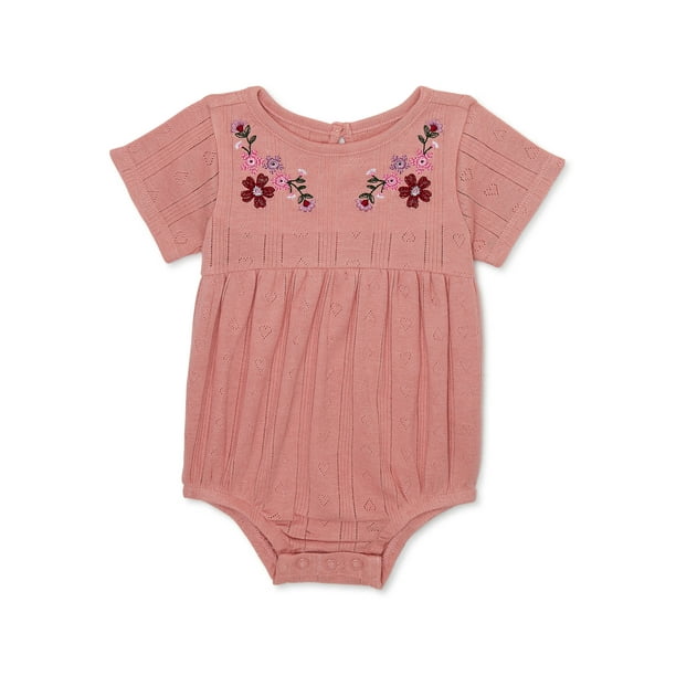 Garanimals Baby Girl Short Sleeve Pointelle Bodysuit, Sizes, 0/3M24M