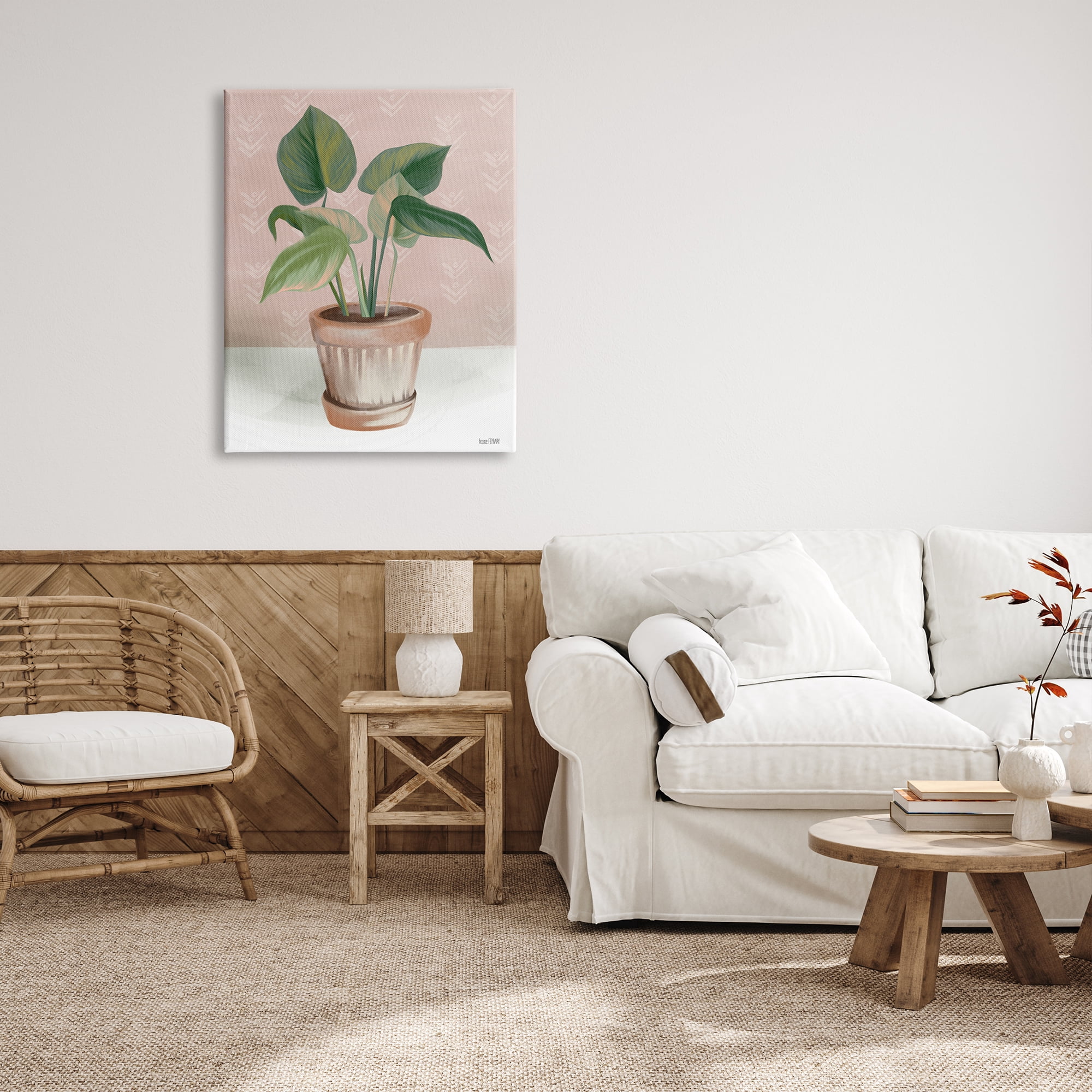Stupell Industries Indoor Potted Plant Still Life Soft Pink Painting, 30 x 40, Design by House Fenway