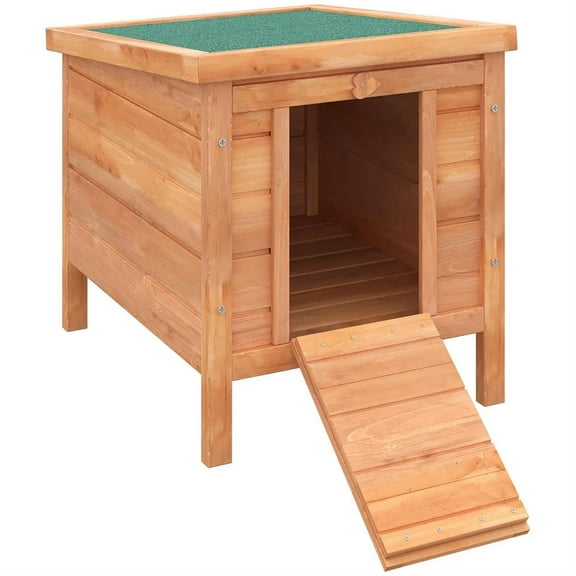 Demi Bonn 17" Wooden Rabbit Hutch with Openable & Waterproof Roof, Outdoor Bunny Cage for Cats, Bunnies, Guinea Pigs, Orange