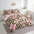 thumbnail image 4 of Manfei Watercolor Bowknot Teens 7-Piece Twin Bedding Sets, Fashion Leopard Cheetah Print Bedding Comforter Set, Buffalo Ribbon Reversible Sheet Sets, Lightweight Room Decor, 4 of 8
