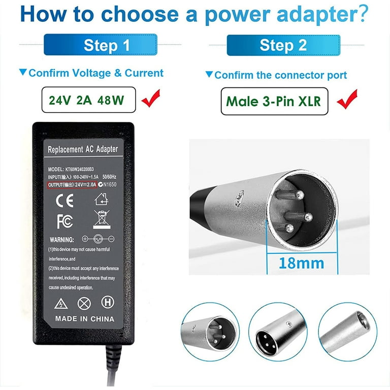 Labtec 24V 2A 3A 4A 5A Power Supply Charger Charging Cable for 24V Batteries, Electric Wheelchair Lead Acid Battery Charger Go-Go Elite Traveller