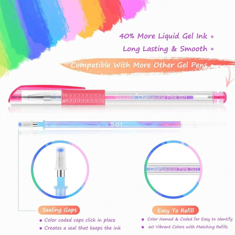 Wholesale 12/Soucolor Gel Pens Set With Refills Pastel, Neon, And