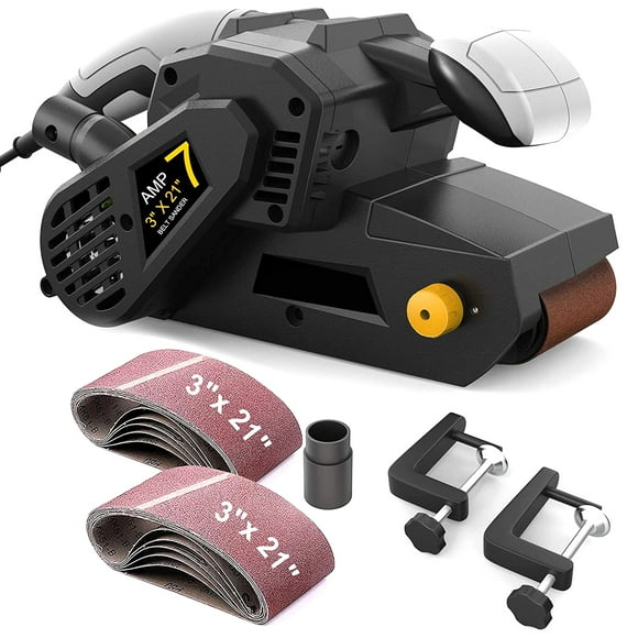 Amdohai 750W Belt Sander 75mm x 533mm with 10 Piece Sanding Belts and Dust Bags Table