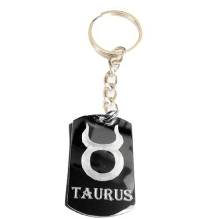 - Celtic Zodiac Signs Sign Taurus Bull Horns Symbol - Metal Ring Key Chain Keychain
