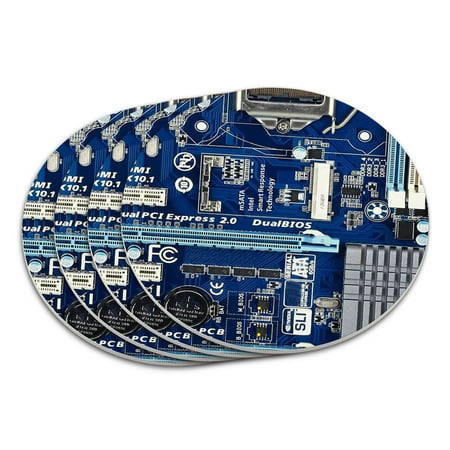 Blue Computer Motherboard Processor CPU Memory Coaster