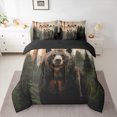 thumbnail image 2 of Castle Fairy Animal Bear Bedding Comforter Set 7 Pieces for Kids Teens Adults,Woodland Wildlife Full Bedding Set Lightweight,Smoky Jungle Fitted Sheet Flat Sheet,Luxury Bedroom Decor,Reversible, 2 of 8