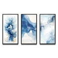 thumbnail image 2 of Designart "Ethereal Bliss Blue Watercolor II" Abstract Painting Framed Wall Art Set Of 3 - Gold Modern Frame Canvas Set For Living Room Decor, 2 of 6
