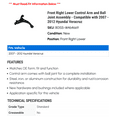 thumbnail image 2 of Front Right Lower Control Arm and Ball Joint Assembly - Compatible with 2007 - 2012 Hyundai Veracruz 2008 2009 2010 2011, 2 of 2