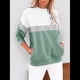thumbnail image 4 of Sudadera Informal de Larga con Bloques de Color para Mujer, Cuello Redondo, Corte Holgado y Bolsillos. Verde L, 4 of 6