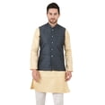 thumbnail image 2 of eloria Men's Nehru Jacket Waistcoat Indian Waistcoat Blazer Jacquard Jacket, 2 of 7
