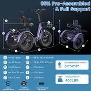 MOONCOOL TK Pro Foldable Electric Tricycle, 1500W Motor 48V 20Ah Battery, 20 Fat Tire Three Wheel 6-Speed Electric Mountain Bicycle for Adults