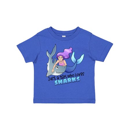 

Inktastic Just a Girl Who Loves Sharks- Mermaid Girls Toddler T-Shirt