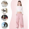 thumbnail image 6 of Rolanko Girls Cargo Pants Wide Leg Streetwear Kids Pants with Pockets Trendy Jogger Trousers, 6 of 6