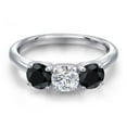 thumbnail image 3 of Gem Stone King 925 Sterling Silver Lab Grown Diamond and Black Sapphire Engagement Ring for Women | 1.88 Cttw | Round 5MM | Gemstone April Birthstone | Size 6, 3 of 6