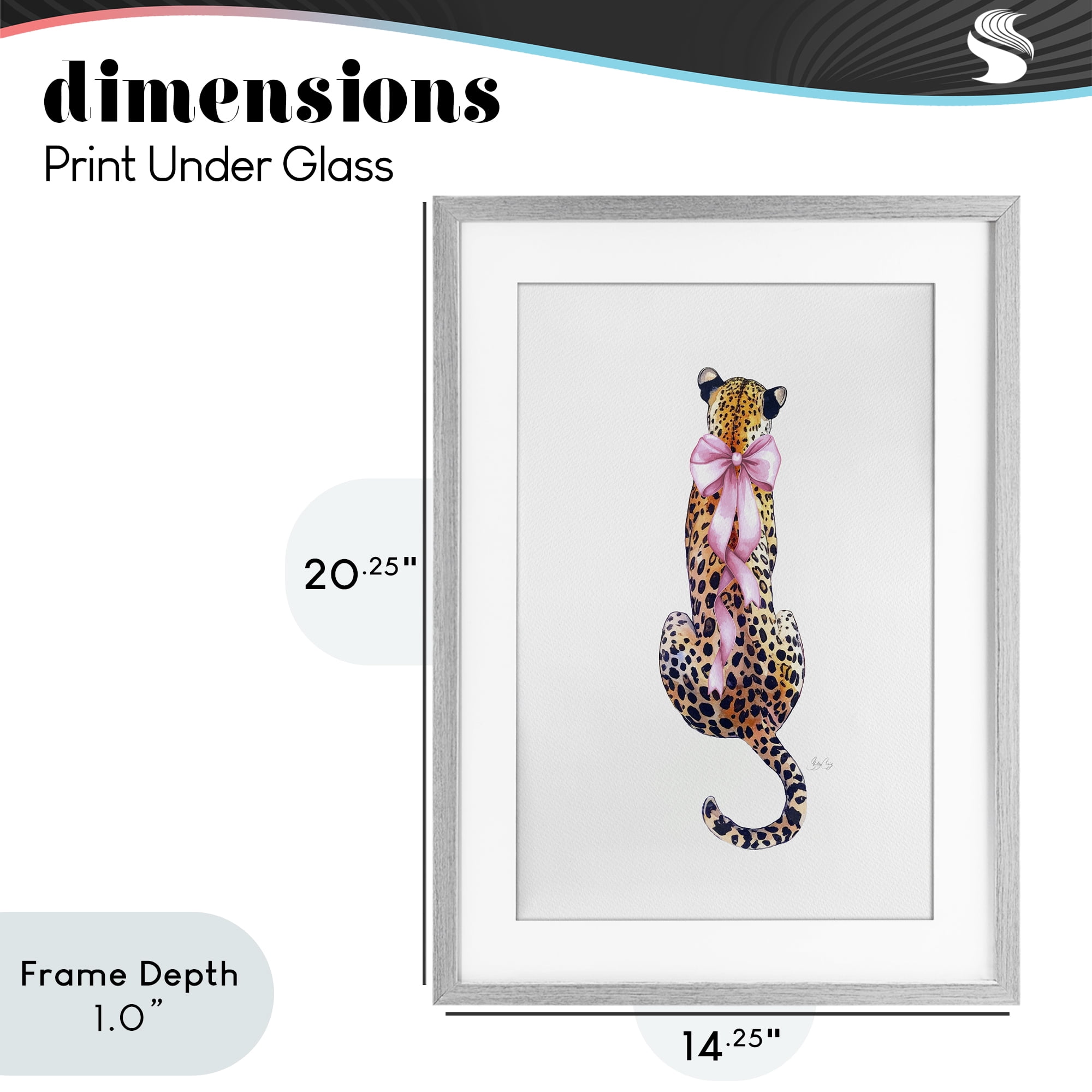 Stupell Industries Poised In Pink Cheetah Gray Framed Print Under Glass, design by Shelly Craig