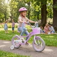 thumbnail image 2 of Costway Vélo pour Enfants 14 Pouces, Bicyclette pour Tout-Petits avec Roues Stabilisatrices, Freins à Main et à Rétropédalage Violet, 2 of 10