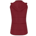 thumbnail image 7 of 2023 Charella Women's Sleeveless Hooded Puffer Vest Quilted Jackets Zip up Winter Coats Red,L, 7 of 7