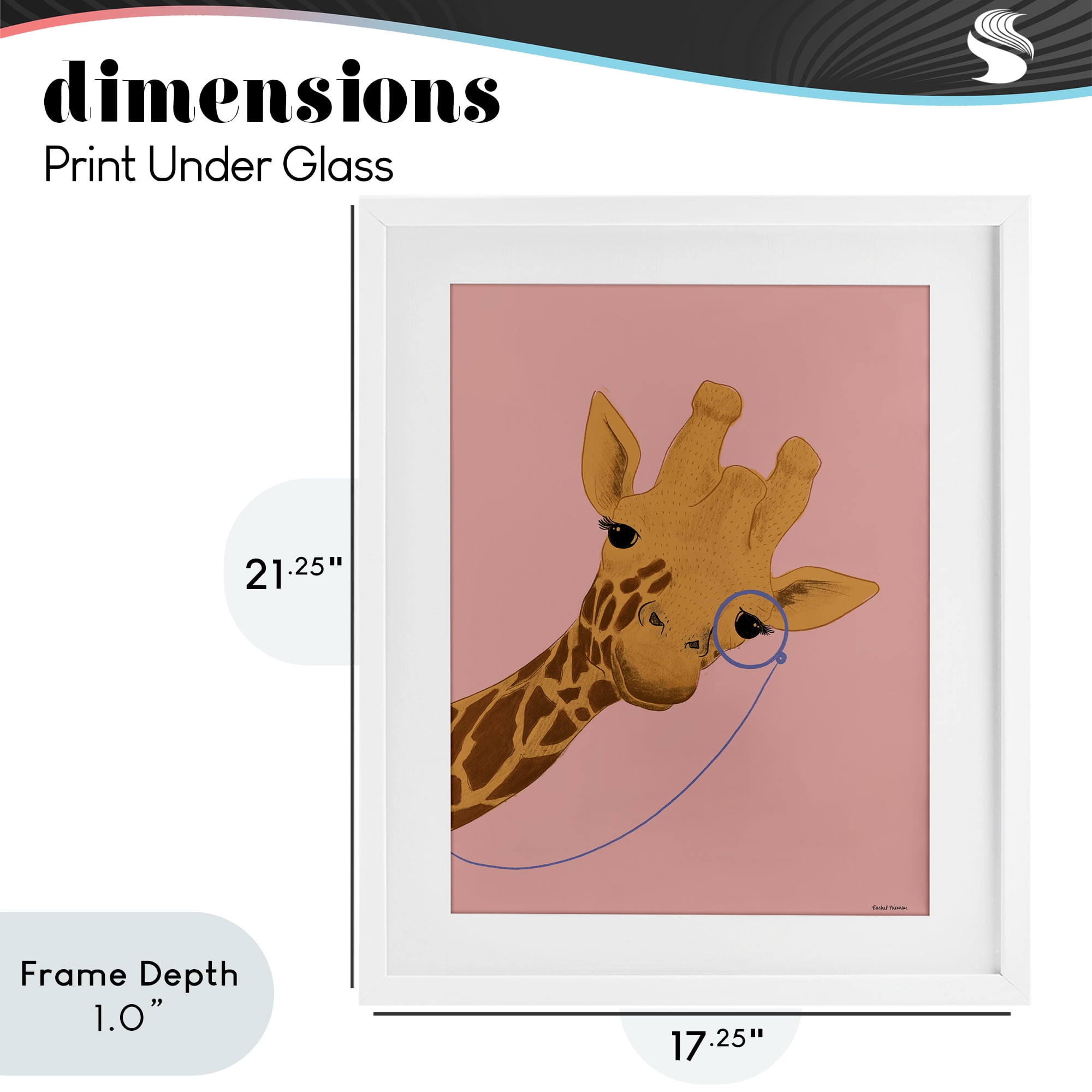 Stupell Industries Playful Giraffe with Monocle White Framed Print Under Glass, design by Rachel Nieman