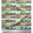 thumbnail image 1 of Soimoi Green polyester Crepe Fabric Landscape & City Digital Printed Craft Fabric by the Yard 42 Inch Wide, 1 of 3